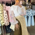 Жіноча вишиванка біла з прозорими рукавами piksel -EtnoSkarby