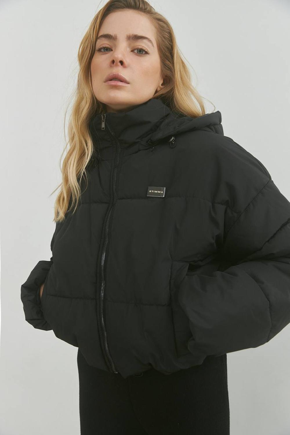 A voluminous jacket with a lining.