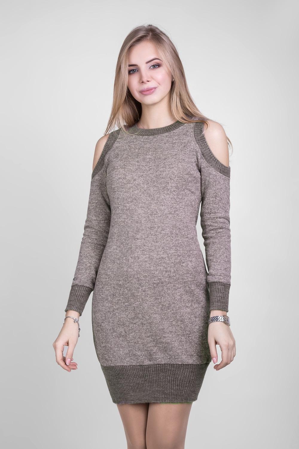 Сукня трикотажна приталеного силуету бежева 1313 Bellise