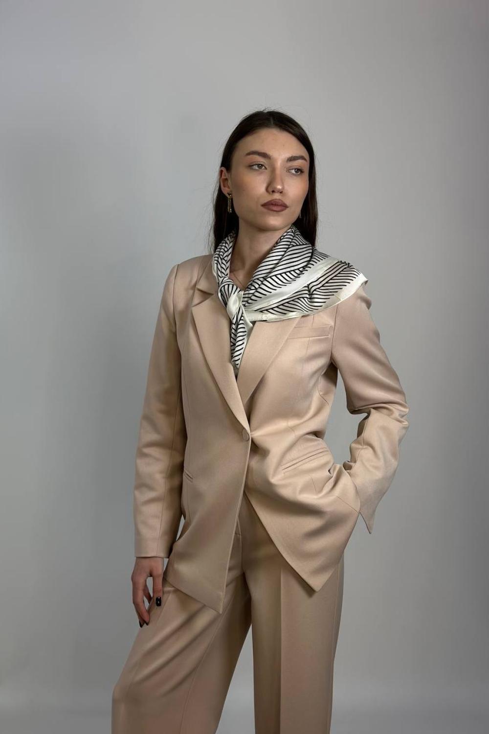 A beige and black silk scarf MOODO