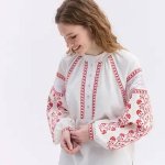 Women's embroidered shirt, white with red embroidery Lesya Ukrainka