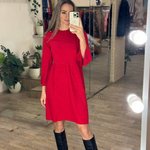 Red-coloured knitted dress FW22-350-red-K-Realiz