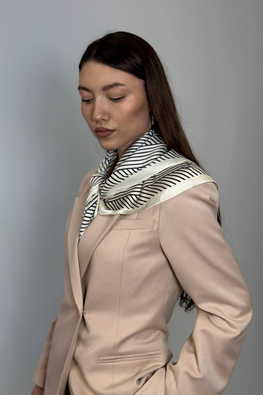 A beige and black silk scarf MOODO