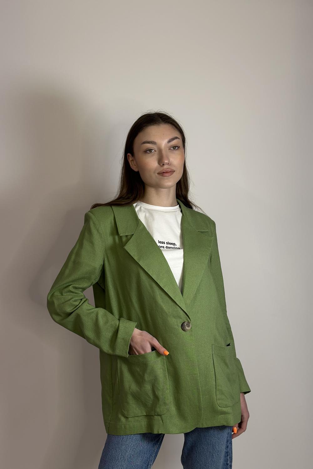Olive linen jacket Azuri 6035