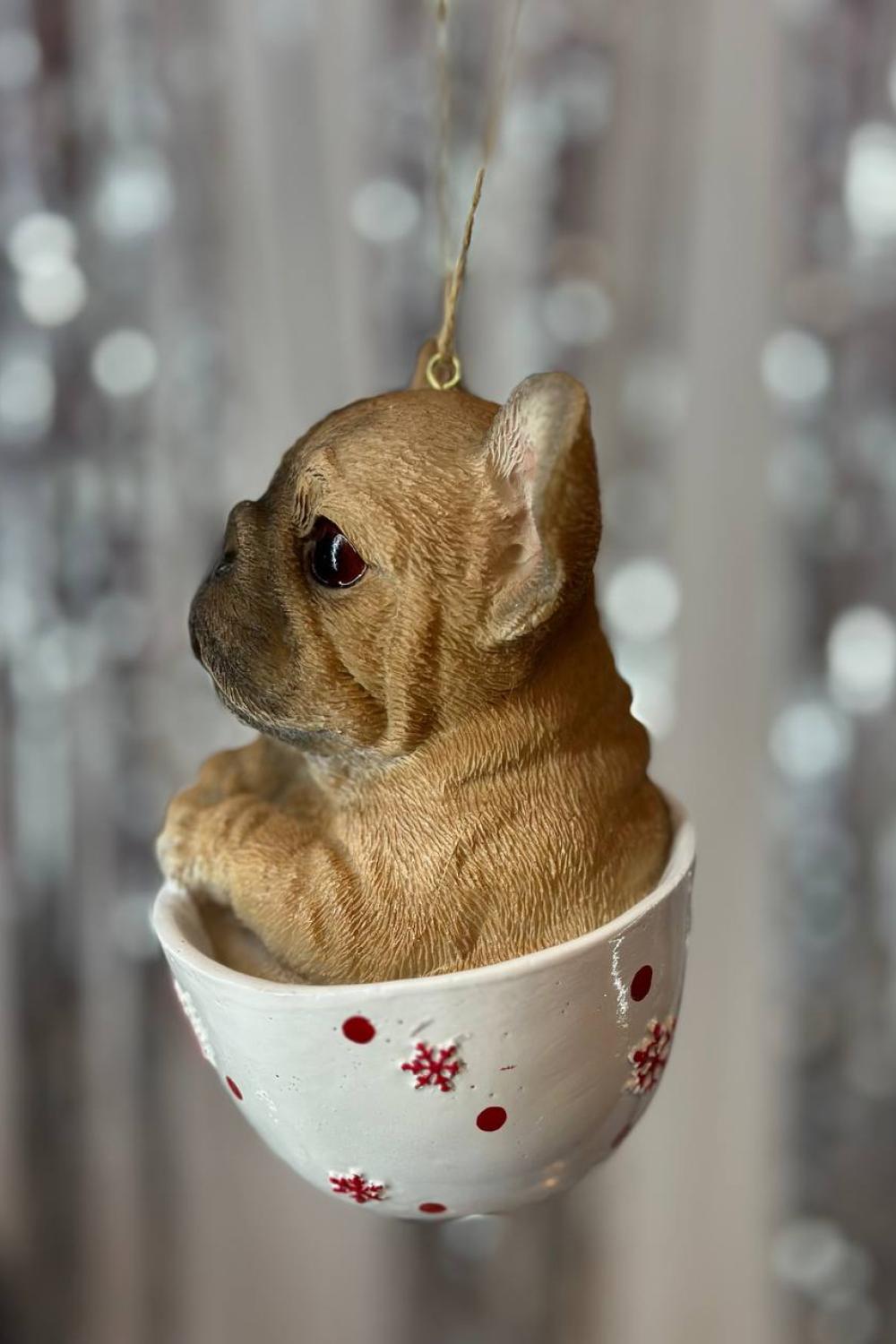 Christmas pendant / Dog in a cup