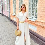 Beige linen dress