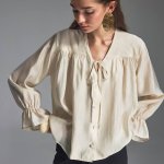 Translucent cream blouse made of Tencel