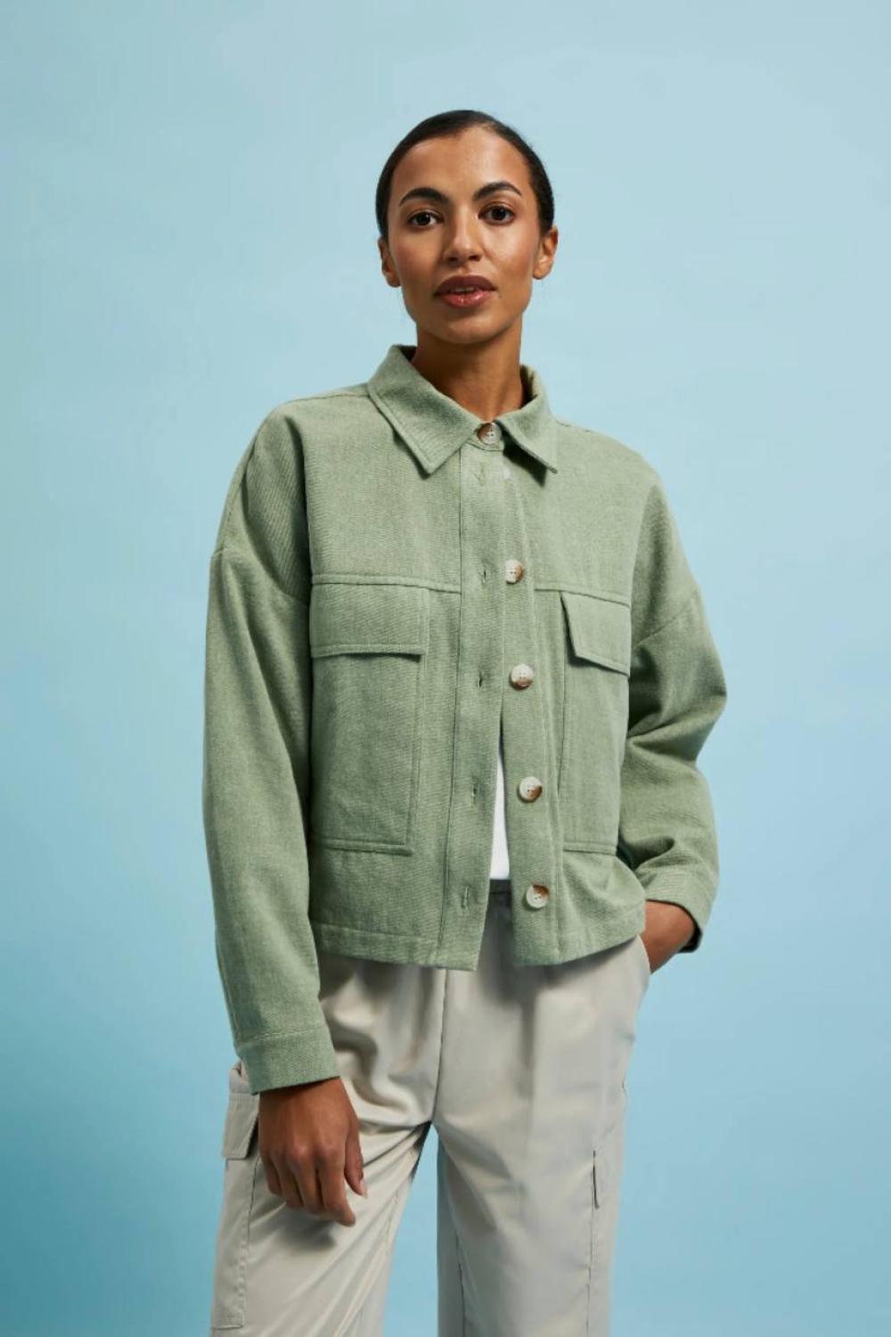 Jacket olive cropped from cotton MOODO