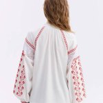 Жіноча вишиванка біла з червоною вишивкою Леся Українка