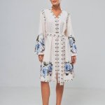 Dress peach embroidered printed dress