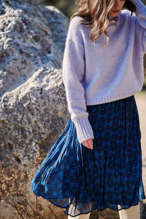 Blue pleated skirt 22AH018-K-Realiz