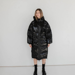 Black winter oversized down coat