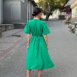 Сукня міді зелена з льоном Stolyarchuk 891