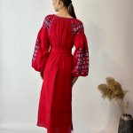 Сукня-вишиванка жіноча лляна червона Соломія EMBROIDERED GEM