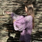 Embroidered GEM women's purple linen shirt