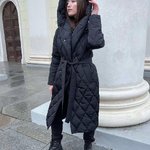 Women's long winter black coat 11-564 GRACIA