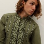 Вишиванка чоловіча хакі Гори Svarga