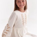 Embroidered dress with spikes for girls