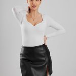 Mini-length shorts-skirt made of eco-leather in black Veronika