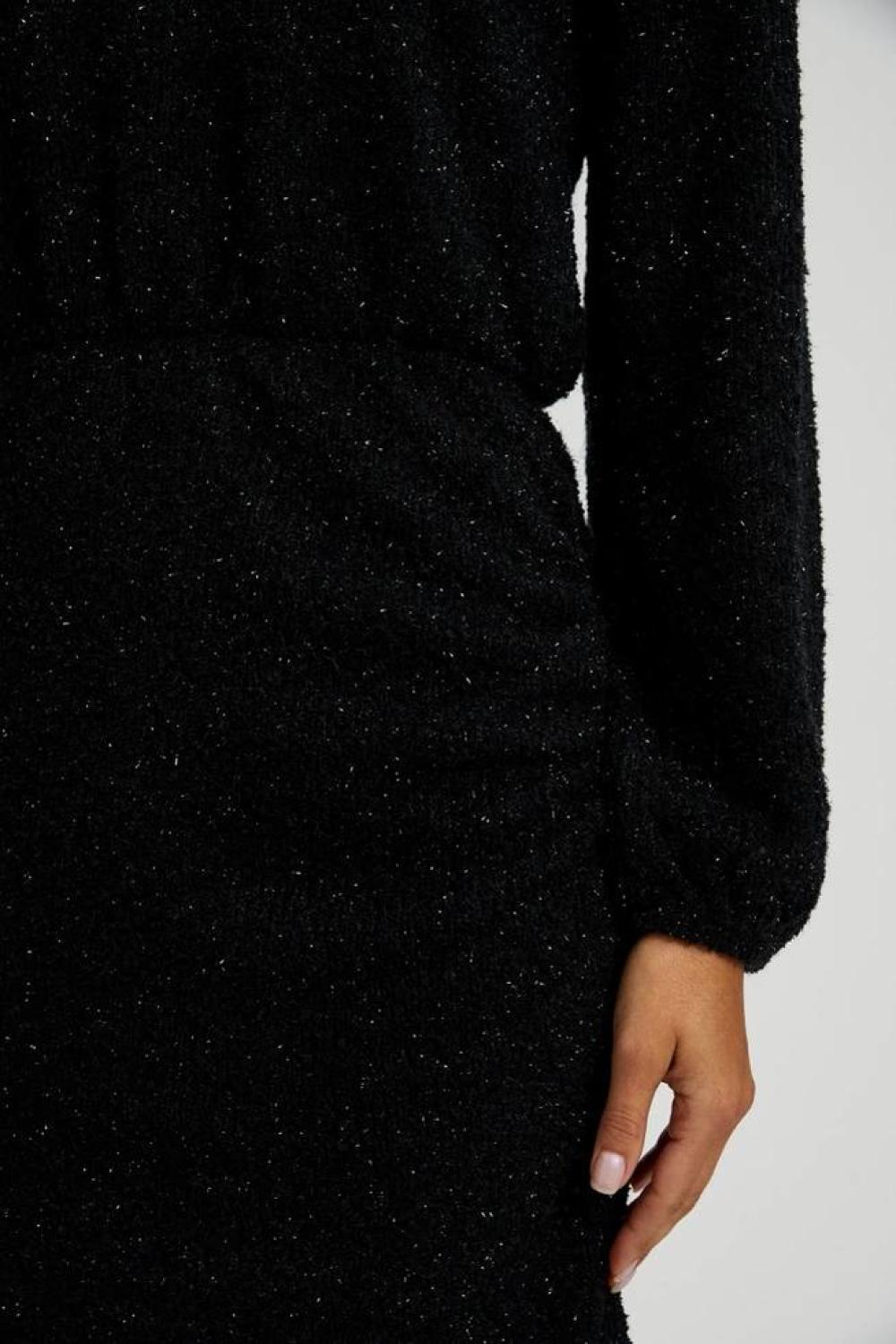 Black shiny knitted dress Z-SU-4542-L-realiz