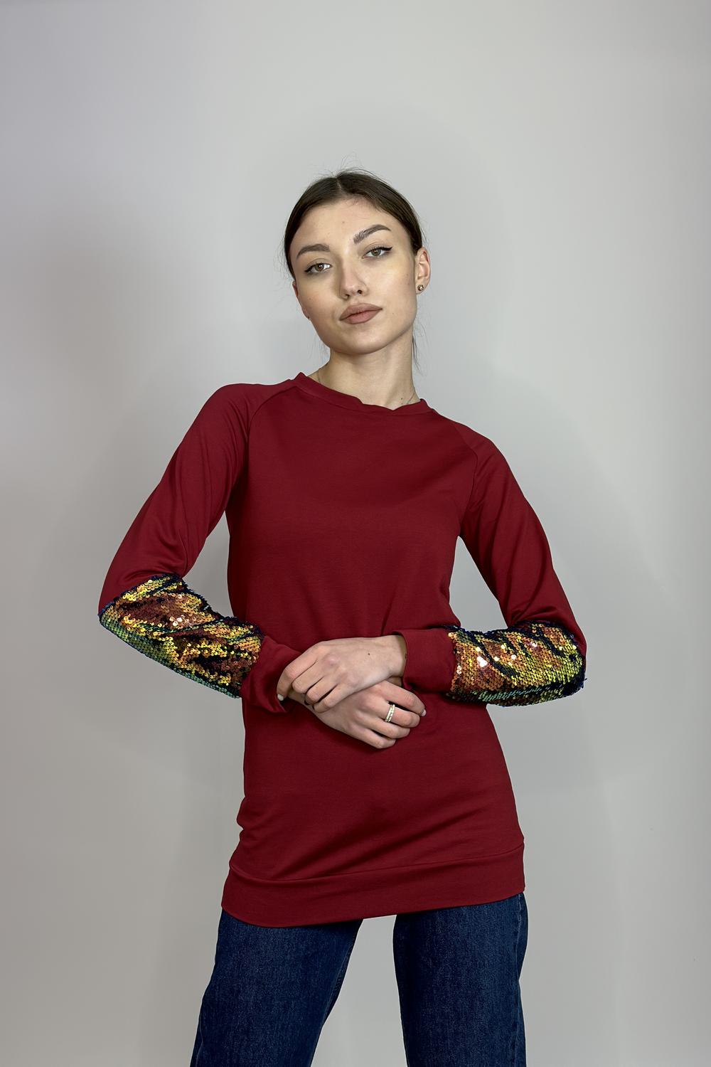Burgundy sweatshirt with sequins Bliss Room