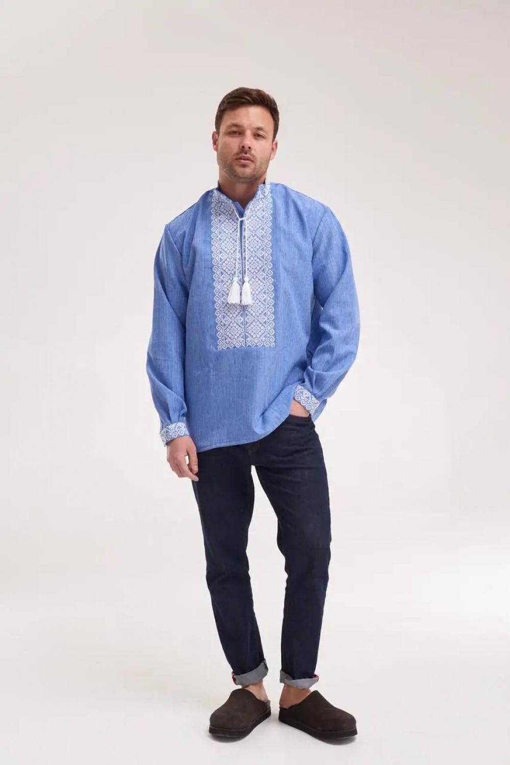 Men's embroidered jacket in jeans color Bohdan MEREZHKA