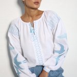 Вишиванка жіноча біла з ластівками by-ESQ