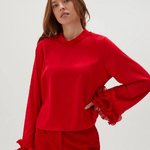 Red blouse with ruffles, festive Z-KO-4529-L-realiz