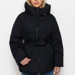Warm women's winter eco-down jacket black Samange