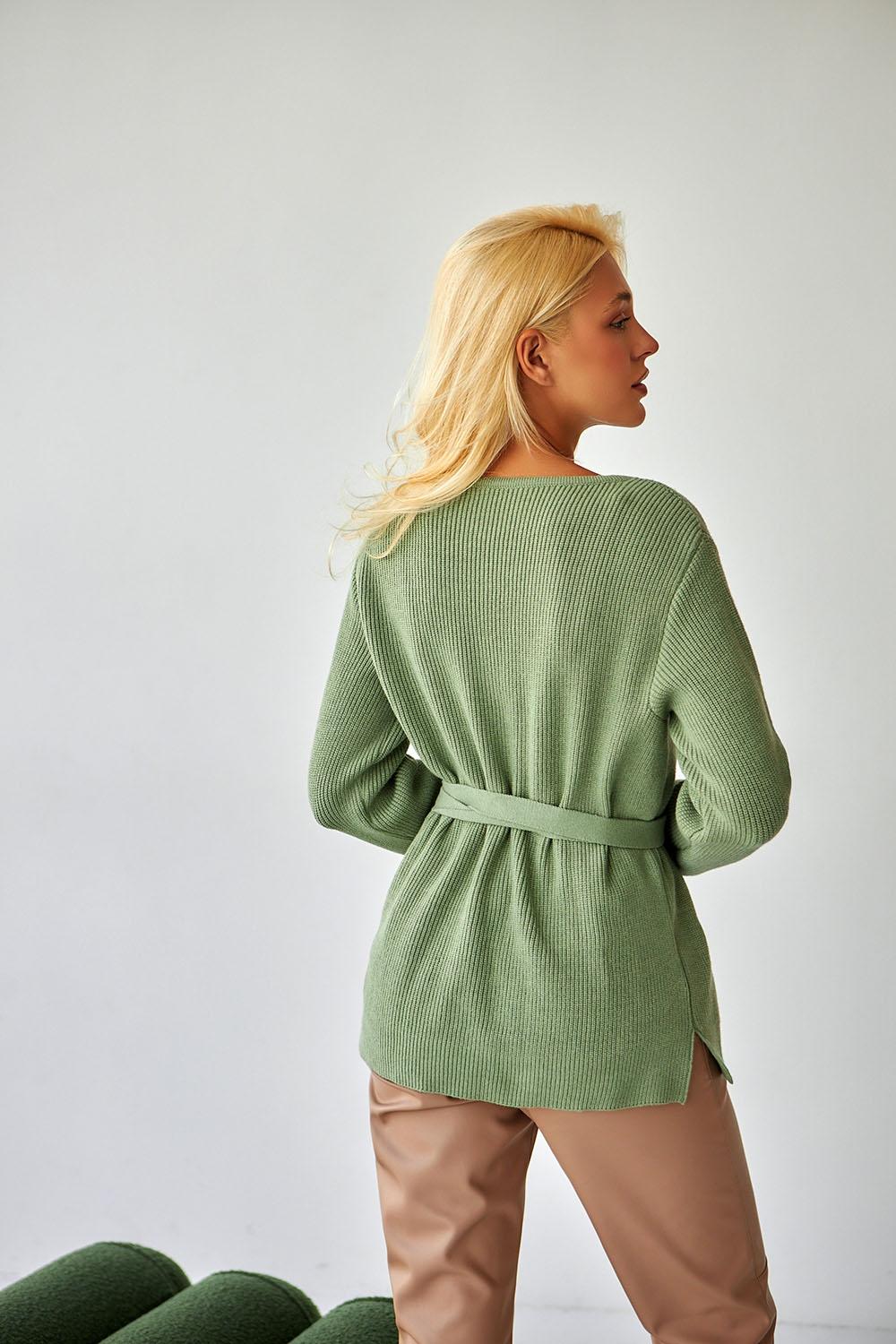 Women's olive jumper with a belt 2433 BELLISE