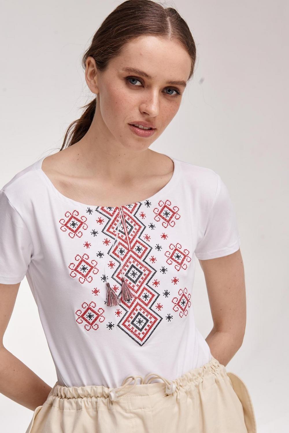 Embroidered women's T-shirt Carpathian ornament MEREZHKA