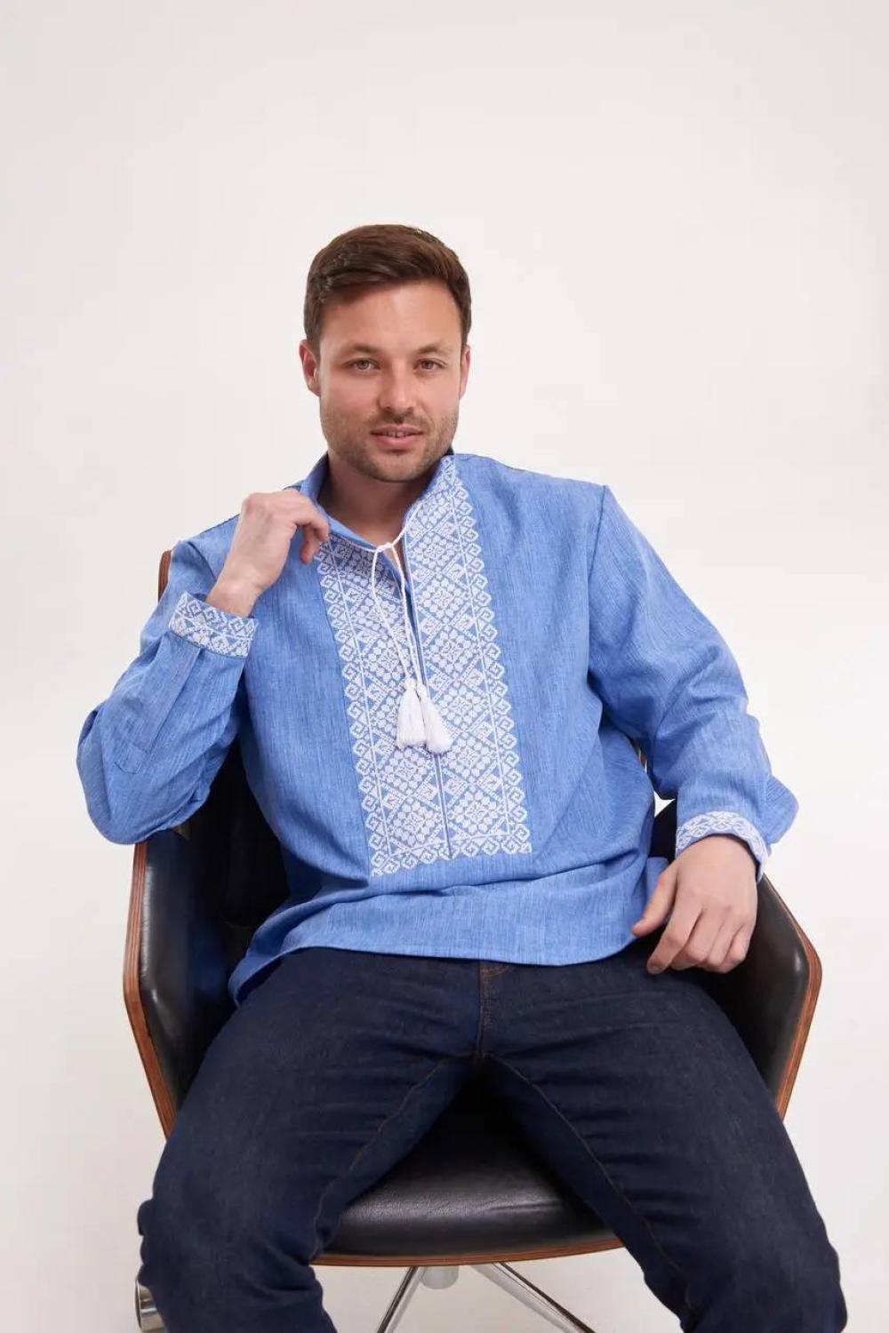 Men's embroidered jacket in jeans color Bohdan MEREZHKA