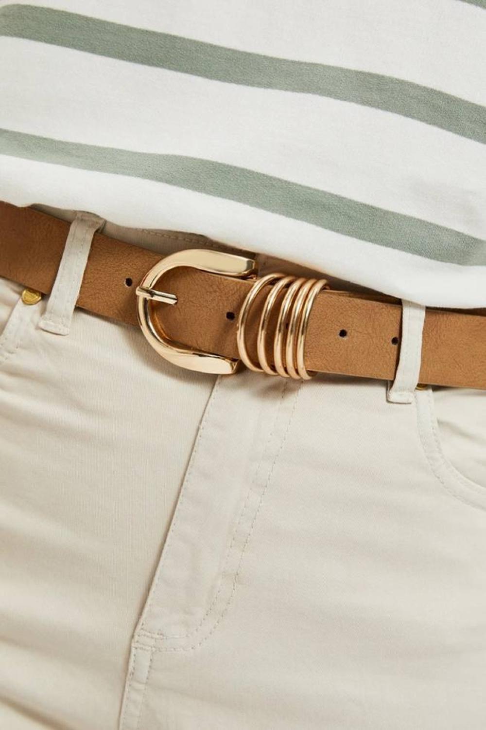 Brown belt with gold buckle MOODO
