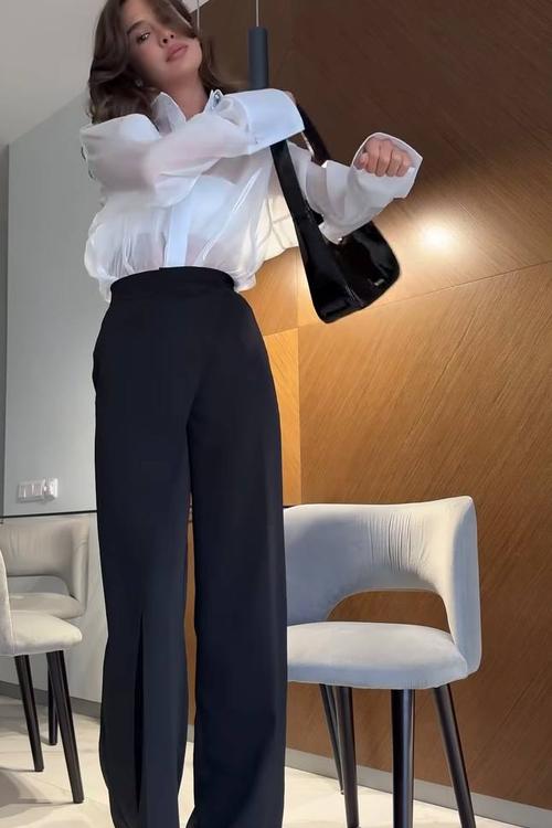 Black loose-fit pants with a wrap 444_black