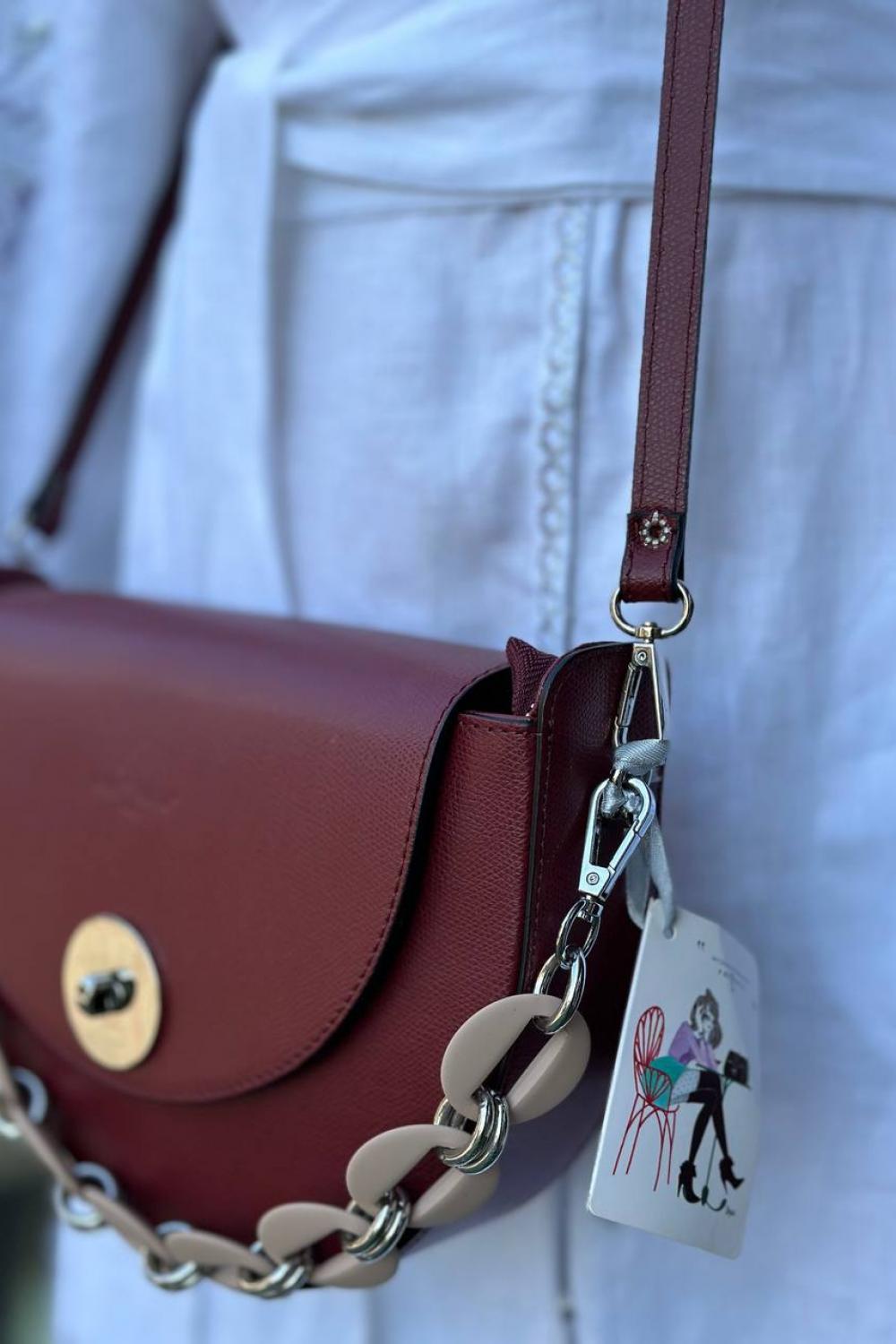 Burgundy leather bag premium quality France FREDERIC