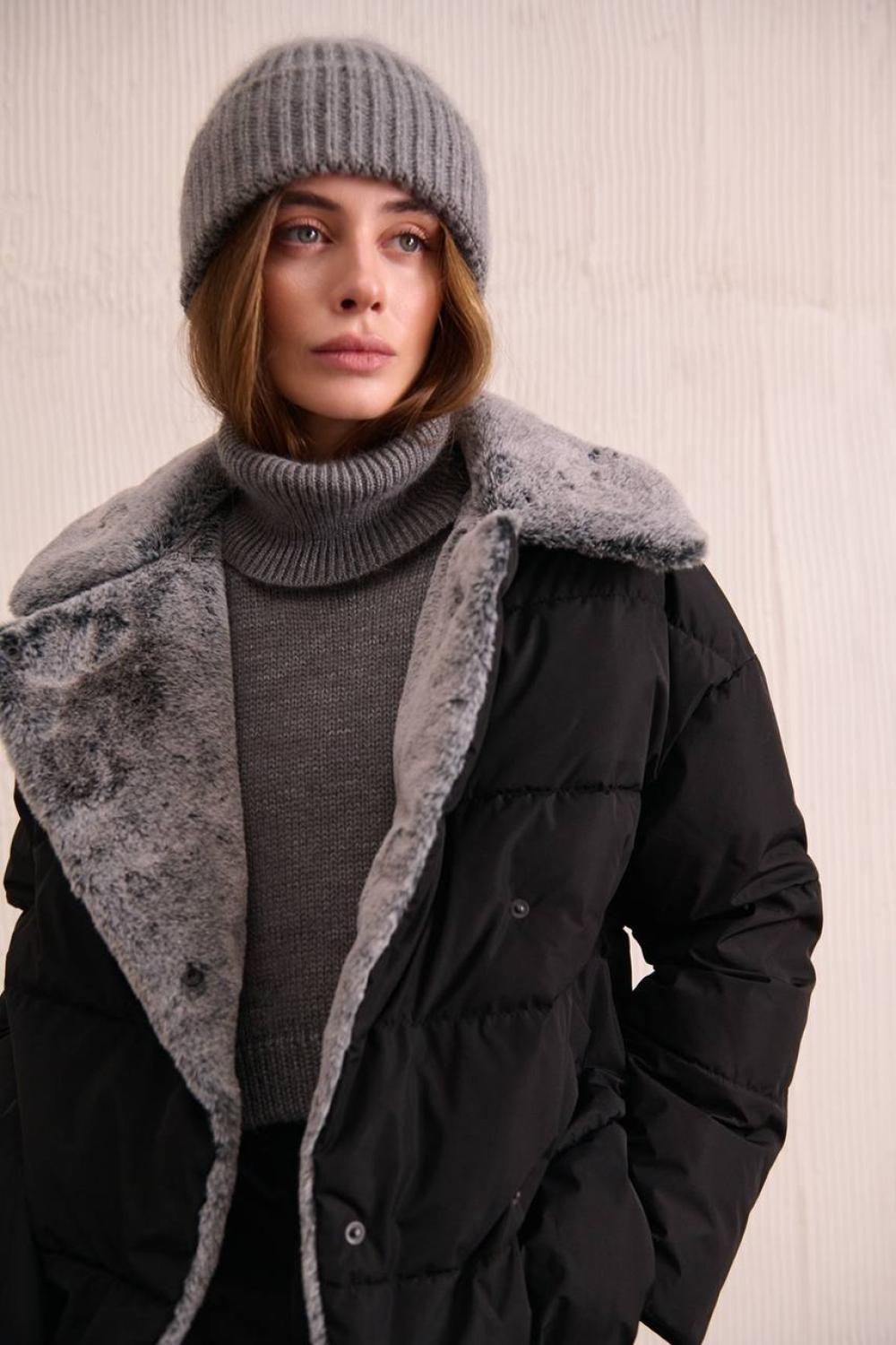 Gray wool and angora hat