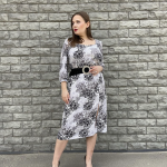 Gray dress with floral print HB-3771-34