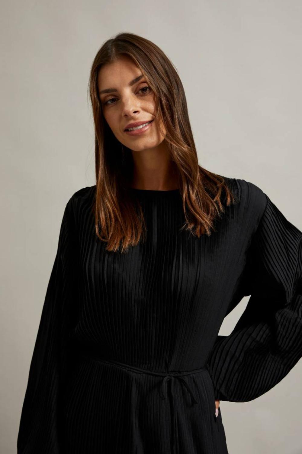 Black dress made of technicolor fabric
