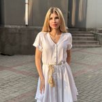 Сукня біла міні з льону