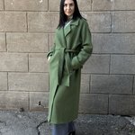 Women's demi-season green coat with a fold-down collar 274C FINE LINE