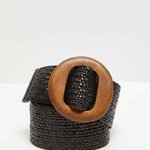 Широкий плетений чорний пояс