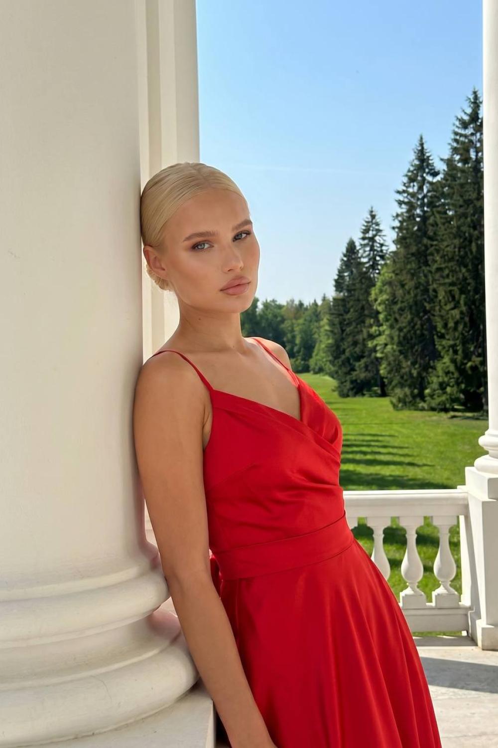 Сукня червона вечірня довга 0007