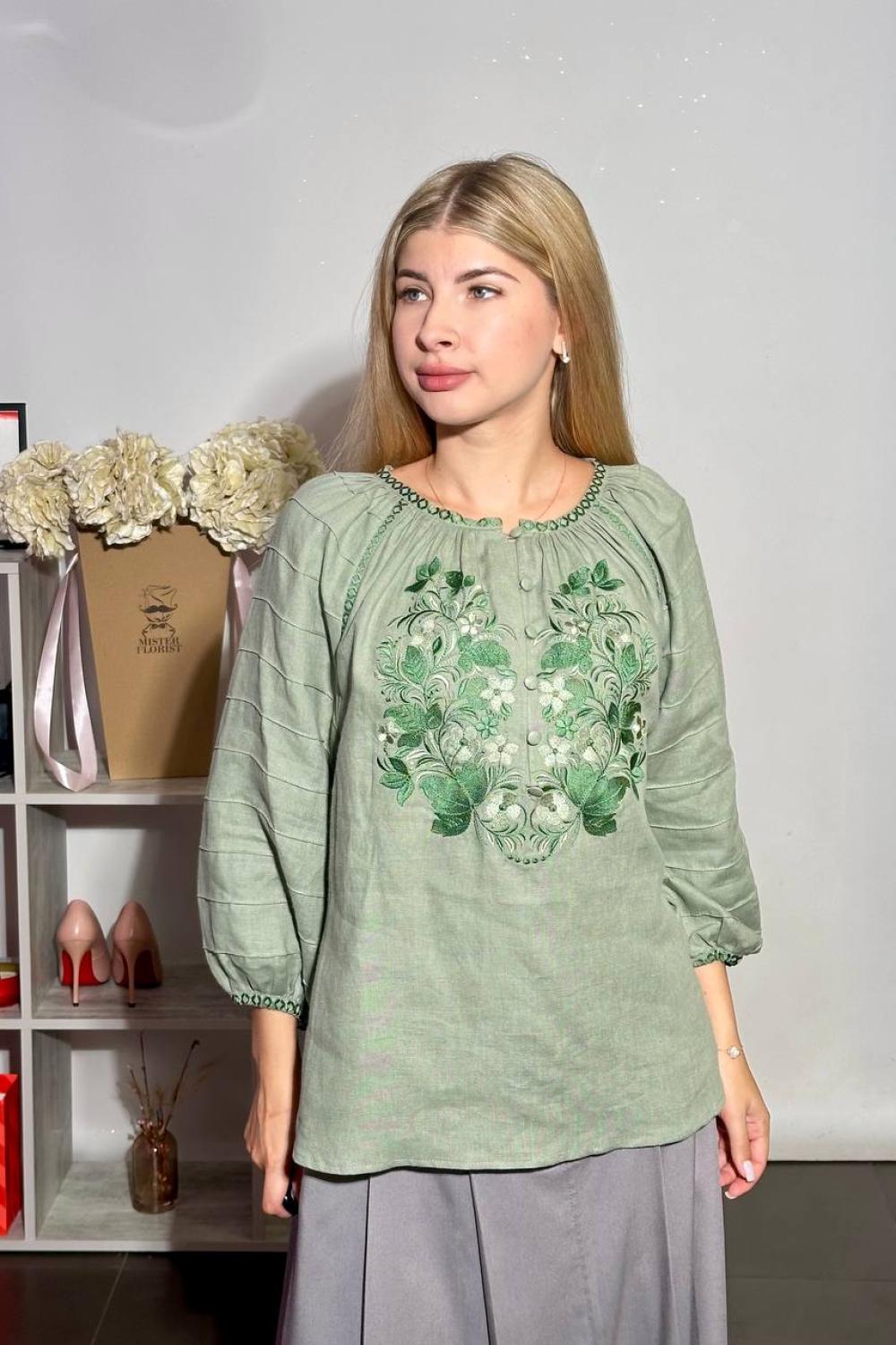 Embroidered GEM women's white Richelieu linen dress