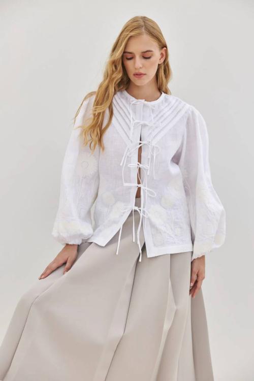 Embroidered women's blouse white on white author's work