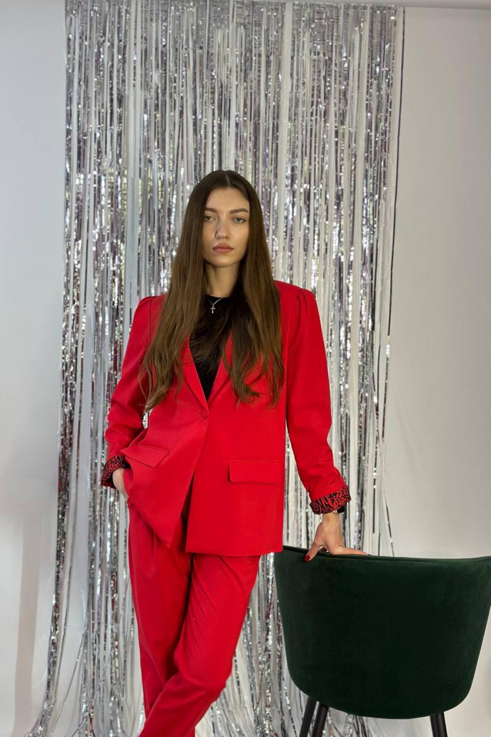 Women's trouser suit classic red. France.