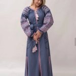Vyshyvanka dress in denim color