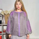 Women's embroidery gray with lavender design