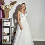 Wedding white dress made of tulle