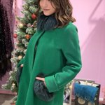 Пальто жіноче зимове вовняне зелене з хутром чорнобурки Mirella moda
