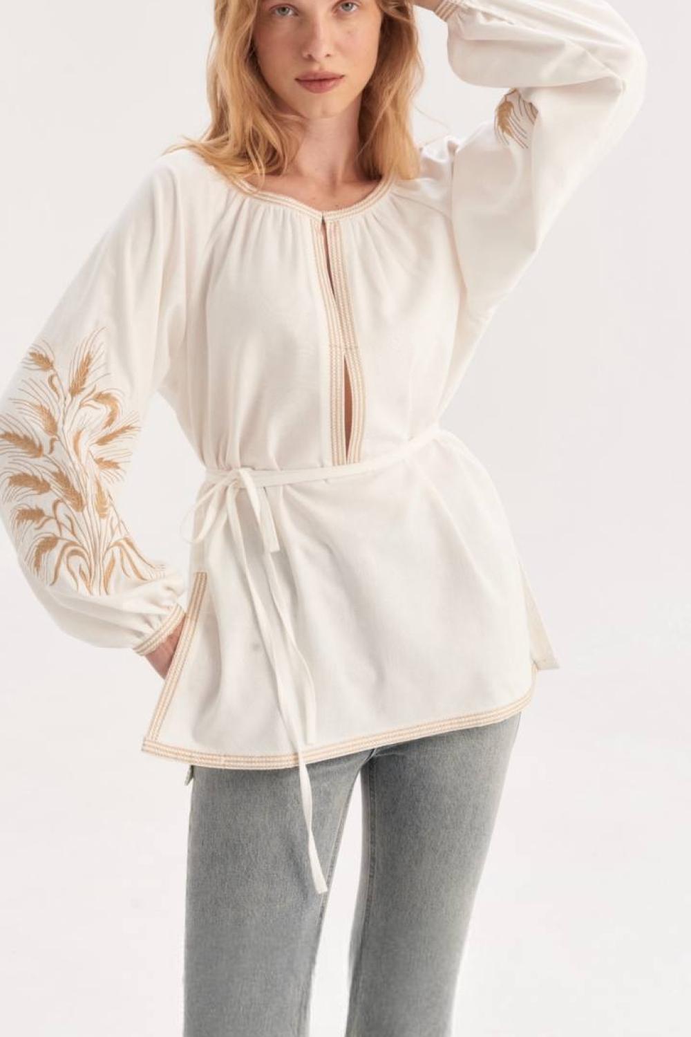 Milk embroidery with large ears of grain